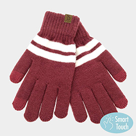 Striped Knit Smart Gloves