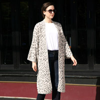 Leopard Patterned Bell Sleeves Cardigan