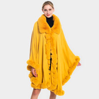 Faux Fur Trim Poncho