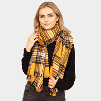 Plaid Check Patterned Oblong Scarf