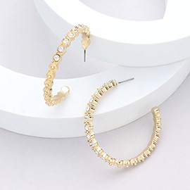 Stone Embellished Half Hoop Earrings
