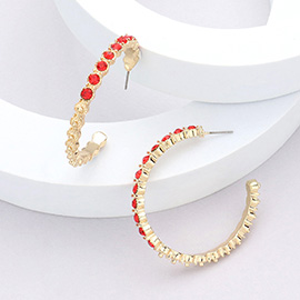 Stone Embellished Half Hoop Earrings