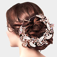 Stone Embellished Metal Leaf Vine Wrap Headpiece