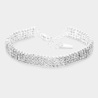 3Rows Rhinestone Evening Bracelet