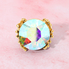 Metal Twig Detailed Round Stone Stretch Ring