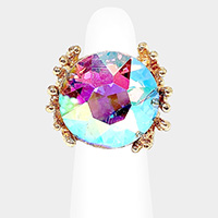 Metal Twig Detailed Round Stone Stretch Ring