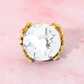 Metal Twig Detailed Round Stone Stretch Ring