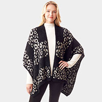 Leopard Patterned Soft Fuzzy Ruana Poncho