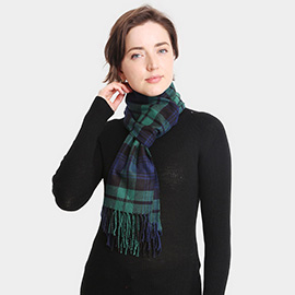 Plaid Check Patterned Oblong Scarf