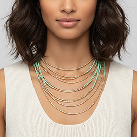 Beaded Multi Layered Bib Necklace