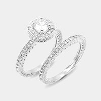 2PCS - Rhodium Plated CZ Embellished Rings