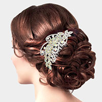 Round Stone Accented Rhinestone Hair Comb