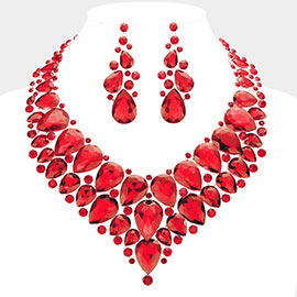 Teardrop Cluster Rhinestone Collar Necklace