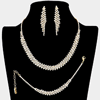 3PCS - Rhinestone Pave Bubble Crystal Evening Necklace Set