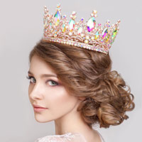 Oval Stone Accented Pageant Crown Tiara