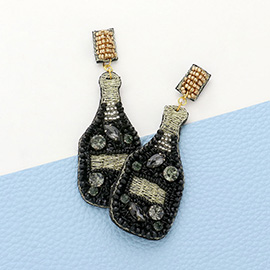 Felt Back Stone Embellished Champagne Dangle Earrings