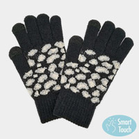 Leopard Patterned Knit Smart Gloves
