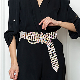 Embellished Crystal Rhinestone Buckle Belt