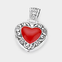 Antique Metal Enamel Heart Pendant