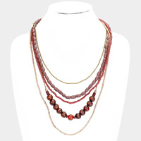 Wood Multi Layered Bib Necklace