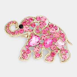 Stone Embellished Elephant Pin Brooch