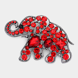 Stone Embellished Elephant Pin Brooch