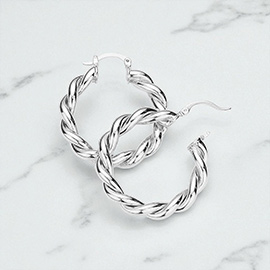 Braided Metal Hoop Pin Catch Earrings