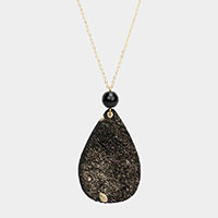 Glittered Teardrop Pendant Long Necklace