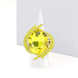 Oval Crystal Centered Stretch Ring