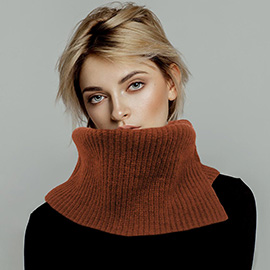 Solid Ribbed Knit Snood Scarf