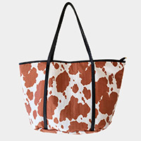 Cow Patterned Faux Leather Shoulder Bag