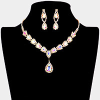 Teardrop Stone Accented Rhinestone Necklace