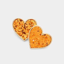 Glittered Heart Stud Earrings