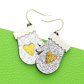 Glittered Resin Glove Dangle Earrings