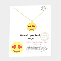 Gold Dipped Emoji Enamel Metal Round Pendant Necklace