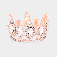 Crystal Oval Accented Rhinestone Pave Mini Tiara