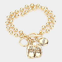 Sister Pearl Charm Toggle Bracelet