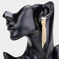 Rhinestone Fringe Dangle Evening Earrings