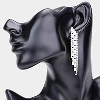 Rhinestone Rectangle Stone Dangle Evening Earrings