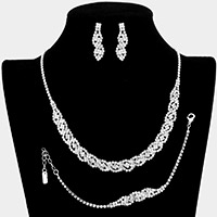 3PCS - Rhinestone Pave Necklace Jewelry Set