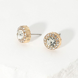 Round Stone Stud Evening Earrings