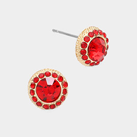 Round Stone Stud Evening Earrings