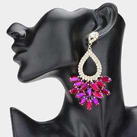 Marquise Crystal Cluster Rhinestone Evening Dangle Earrings