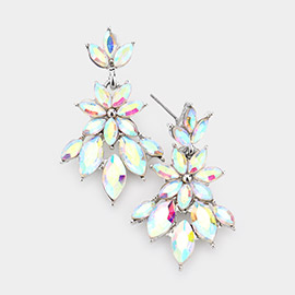 Marquise Stone Cluster Dangle Evening Earrings