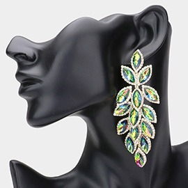 Marquise Stone Cluster Vine Dangle Evening Earrings