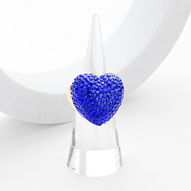 Heart Crystal Rhinestone Pave Stretch Ring