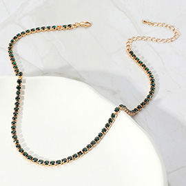 Brass Metal Rhinestone Necklace