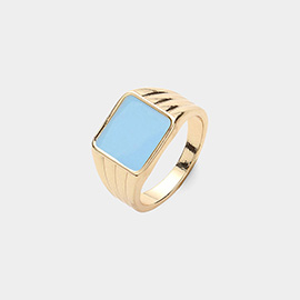 Enamel Square Accented Ring