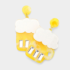 Glittered Celluloid Acetate Beer Dangle Earrings