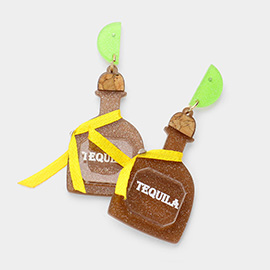 Glittered Resin Tequila Dangle Earrings